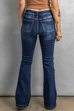 Load image into Gallery viewer, Blue Jeans-Button Fly Distressed Bootcut Blue Jeans | Blue Jeans