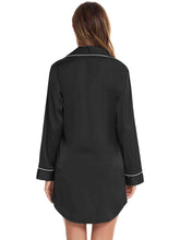 Load image into Gallery viewer, Womens Dress-Button Up Lapel Collar Night Dress with Pocket | Loungewear & Sleepwear/Sleepwear
