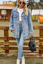 Load image into Gallery viewer, Womens Jacket-Buttoned Collared Neck Denim Jacket with Pockets