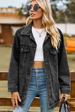 Load image into Gallery viewer, Womens Jacket-Buttoned Collared Neck Denim Jacket with Pockets