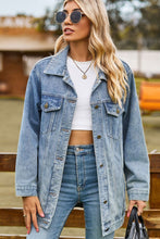 Load image into Gallery viewer, Womens Jacket-Buttoned Collared Neck Denim Jacket with Pockets