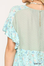 Load image into Gallery viewer, Floral Print Top | Mixed Ruffle Top With Back Keyhole