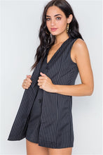 Load image into Gallery viewer, Stripe Pattern Romper | Button Down Sleeveless Romper