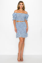 Load image into Gallery viewer, Smocking Ruffled Printed Top & Skirts Set