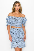 Load image into Gallery viewer, Smocking Ruffled Printed Top & Skirts Set