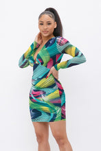 Load image into Gallery viewer, Long Sleeve Printed V-neck Dress