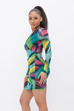 Load image into Gallery viewer, Long Sleeve Printed V-neck Dress