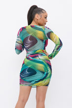 Load image into Gallery viewer, Long Sleeve Printed V-neck Dress