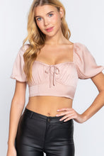 Load image into Gallery viewer, Satin Crop Top | Short Shirring Satin Crop Top
