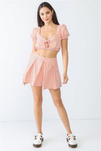 Load image into Gallery viewer, Crop Top Shorts Set | White Orange Stripe Set