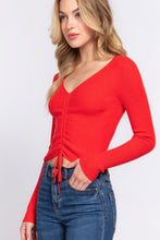 Load image into Gallery viewer, V-neck Shirring Tie Detail Sweater