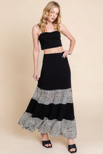 Load image into Gallery viewer, Long Tiered Contrast Fashion Skirt With Velvet Animal Print Mesh