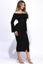Load image into Gallery viewer, Ruffled Fabric Off Shoulder Midi Dress With Flared Sleeve