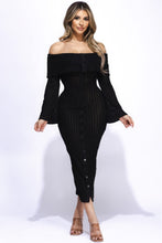 Load image into Gallery viewer, Ruffled Fabric Off Shoulder Midi Dress With Flared Sleeve