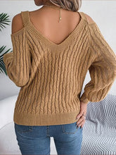 Load image into Gallery viewer, Cable-Knit Cold Shoulder Long Sleeve Sweater | sweater