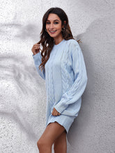 Load image into Gallery viewer, Womens Sweater Dress-Cable-Knit Round Neck Sweater Dress