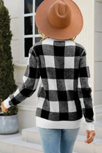 Load image into Gallery viewer, Womens Blouse-Checkered Ribbed Trim Knit Pullover | Coat & Jacket & Cardigan