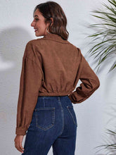 Load image into Gallery viewer, Womens Jacket-Collared Neck Dropped Shoulder Buttoned Jacket