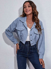 Load image into Gallery viewer, Womens Jacket-Collared Neck Dropped Shoulder Buttoned Jacket