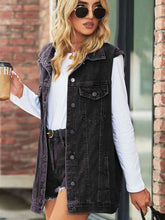 Load image into Gallery viewer, Womens Top-Collared Neck Sleeveless Denim Top with Pockets