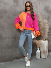 Load image into Gallery viewer, Womens Sweater-Color Block Round Neck Sweater | sweater