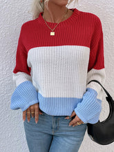 Load image into Gallery viewer, Color Block Round Neck Sweater