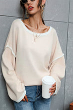 Load image into Gallery viewer, Womens Blouse-Contrast Detail Dropped Shoulder Knit Pullover | Tops/Blouses & Shirts