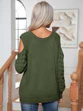 Load image into Gallery viewer, Womens Sweater-Decorative Button Cold-Shoulder Sweater | sweater