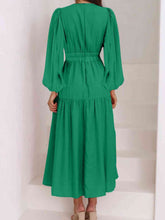 Load image into Gallery viewer, Womens Maxi Dress-Deep V-Neck Balloon Sleeve Plain Maxi Dress