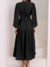 Load image into Gallery viewer, Womens Maxi Dress-Deep V-Neck Balloon Sleeve Plain Maxi Dress