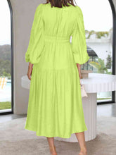 Load image into Gallery viewer, Womens Maxi Dress-Deep V-Neck Balloon Sleeve Plain Maxi Dress