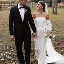 Load image into Gallery viewer, Sheath Wedding Dress-Detachable Long Sleeves Bridal Gown | Wedding Dresses