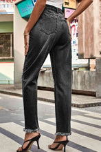 Load image into Gallery viewer, Blue Jeans-Distressed Buttoned Loose Fit Blue Jeans | Blue Jeans
