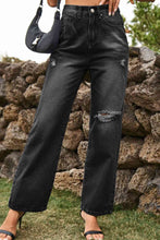 Load image into Gallery viewer, Blue Jeans-Loose Fit Distressed Buttoned Blue Jeans | Blue Jeans