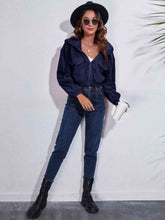 Load image into Gallery viewer, Womens Jacket-Drawstring Hooded Zip Up Jacket with Pockets