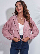 Load image into Gallery viewer, Drawstring Hooded Zip Up Jacket with Pockets Broke Girl Philanthropy