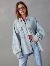 Load image into Gallery viewer, Womens Jacket-Dropped Shoulder Raw Hem Jacket