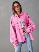 Load image into Gallery viewer, Womens Jacket-Dropped Shoulder Raw Hem Jacket