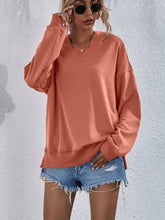Load image into Gallery viewer, Womens Top-Pink Dropped Shoulder Slit Hoodie