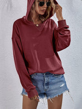 Load image into Gallery viewer, Womens Top-Pink Dropped Shoulder Slit Hoodie