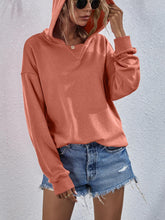 Load image into Gallery viewer, Womens Top-Pink Dropped Shoulder Slit Hoodie