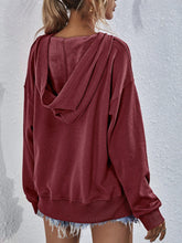 Load image into Gallery viewer, Womens Top-Pink Dropped Shoulder Slit Hoodie