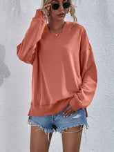 Load image into Gallery viewer, Womens Top-Pink Dropped Shoulder Slit Hoodie