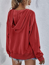 Load image into Gallery viewer, Womens Top-Pink Dropped Shoulder Slit Hoodie