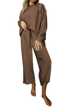 Load image into Gallery viewer, Womens Pants Set-Dropped Shoulder Top and Pants Set