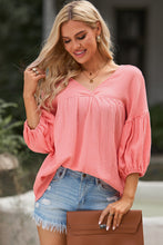 Load image into Gallery viewer, Womens Blouse-Dropped Shoulder V-Neck Blouse | Tops/Blouses & Shirts