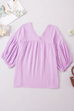 Load image into Gallery viewer, Womens Blouse-Dropped Shoulder V-Neck Blouse | Tops/Blouses & Shirts