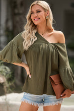 Load image into Gallery viewer, Womens Blouse-Dropped Shoulder V-Neck Blouse | Tops/Blouses & Shirts