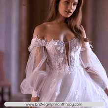 Load image into Gallery viewer, Lace Wedding Dress- Boat Neck Puff Sleeve Beach Wedding Dress | Wedding Dresses