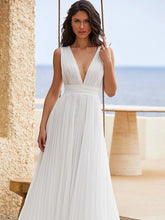 Load image into Gallery viewer, Beach Wedding Dress-V Neck Chiffon Bridal Gown | Wedding Dresses